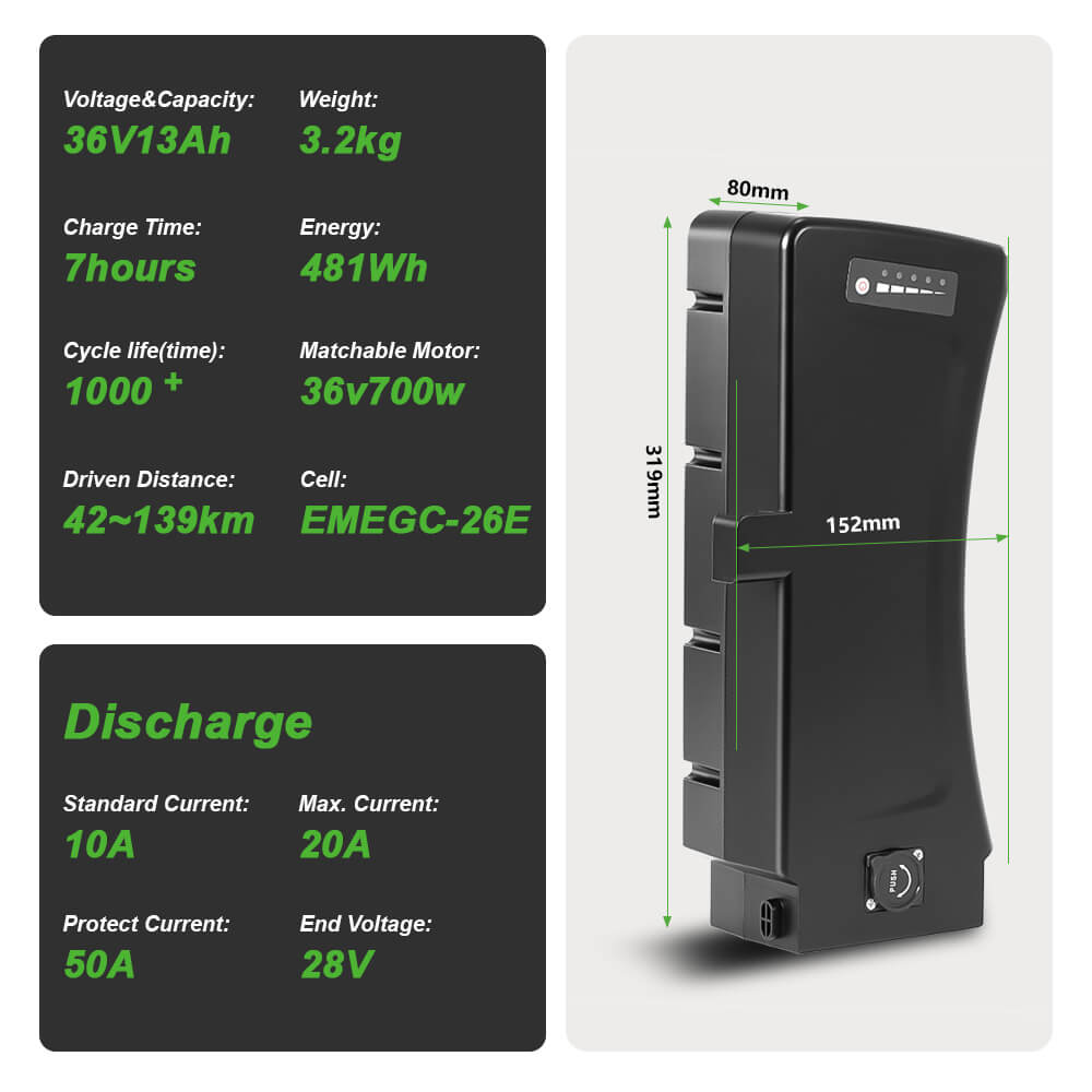 36V 13Ah/16Ah Li-ion Batterie SDI Side-Click Ohne Ladegerät für Prophete, Zündapp, Kreidler