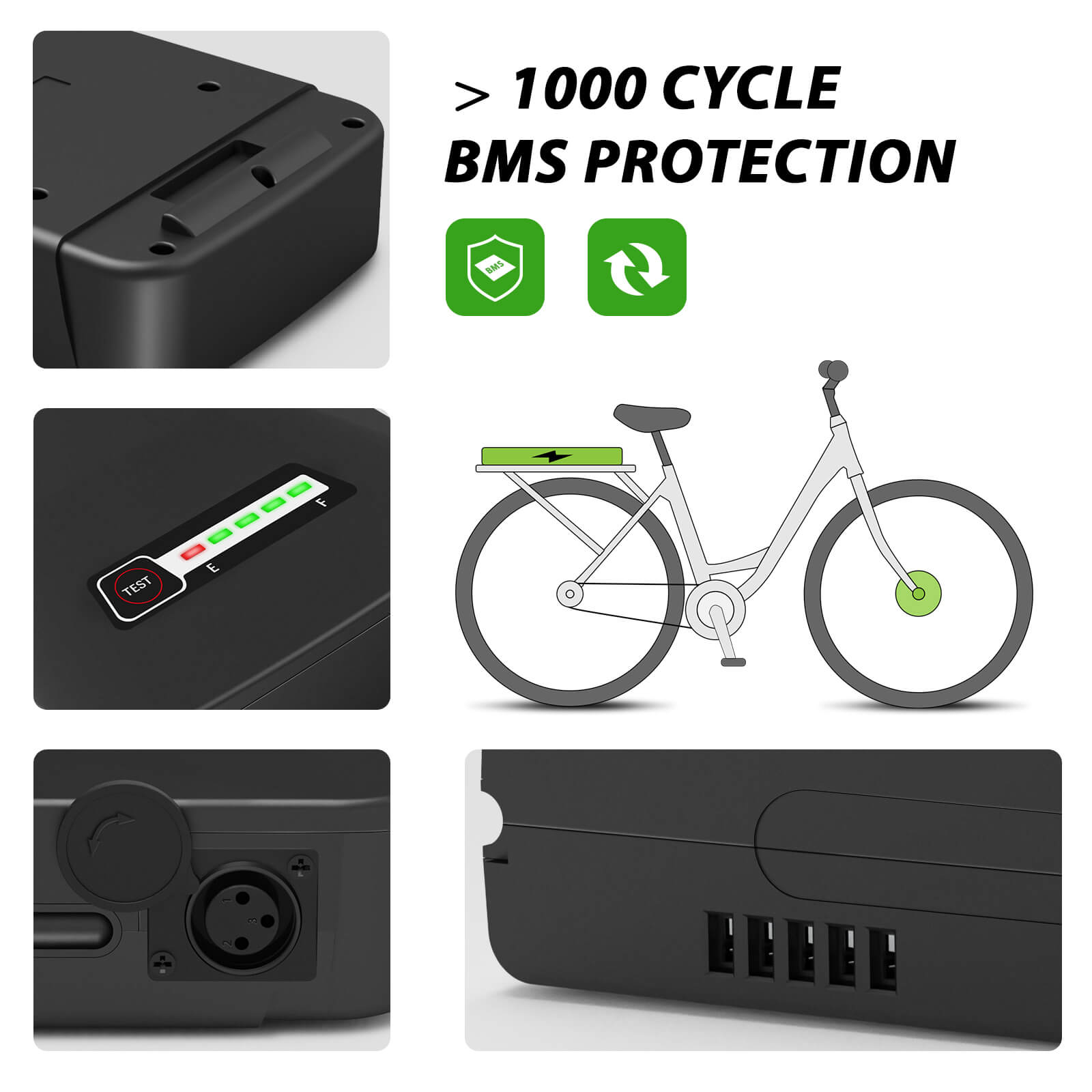 Batterie arrière de vélo électrique Li-ion 36V 10.4Ah(374Wh) pour Prophete Samsung SDI3610E et BLAUPUNKT sans chargeur
