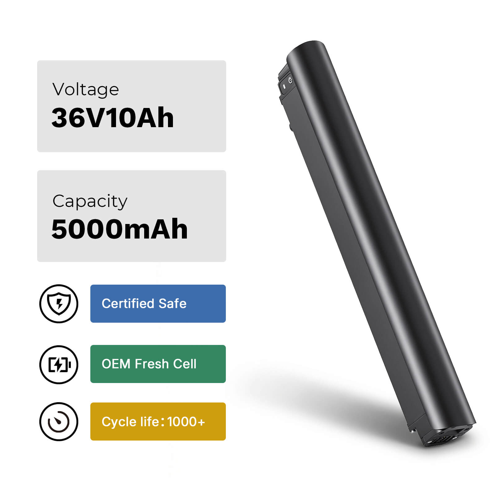 36V 10Ah(360Wh) Li-ion E-Bike Battery without Charger fit for Tenways CGO600 Pro(New Edition)