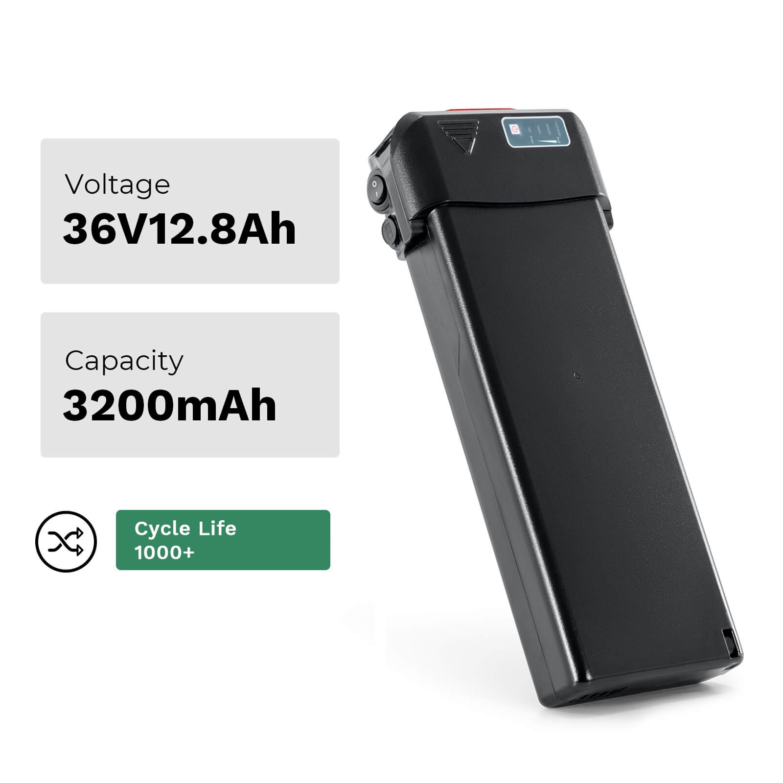 Batterie lithium-ion 36V 12,8Ah(473Wh) pour vélo électrique Remplacement pour porte-bagages arrière sans chargeur pour Pedelec Zündapp Fongers Telefunken Provelo