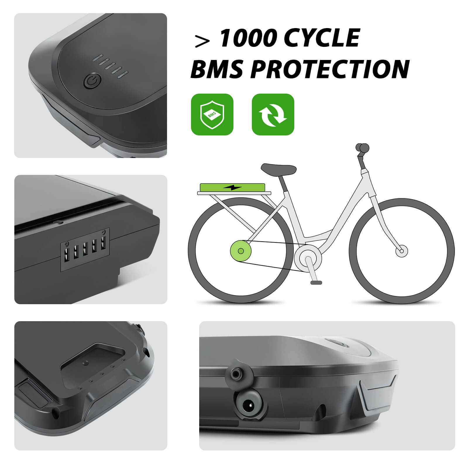 36V 12.8Ah(461Wh)/14Ah(504Wh) Li-ion E-Bike Battery YJ145 for E-Bikes of Telefunken, Zündapp, Chrisson etc. without Charger