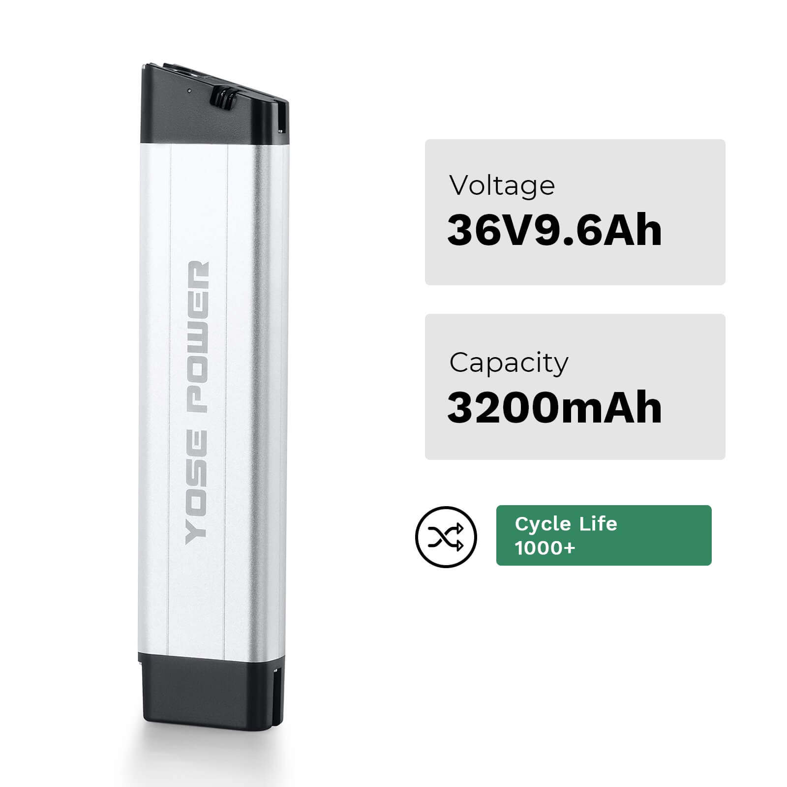 Batteria agli ioni di litio per bici elettrica da 36V 9,6Ah(355Wh) con porta USB e caricabatteria per Zündapp Z101 e F.lli Schiano
