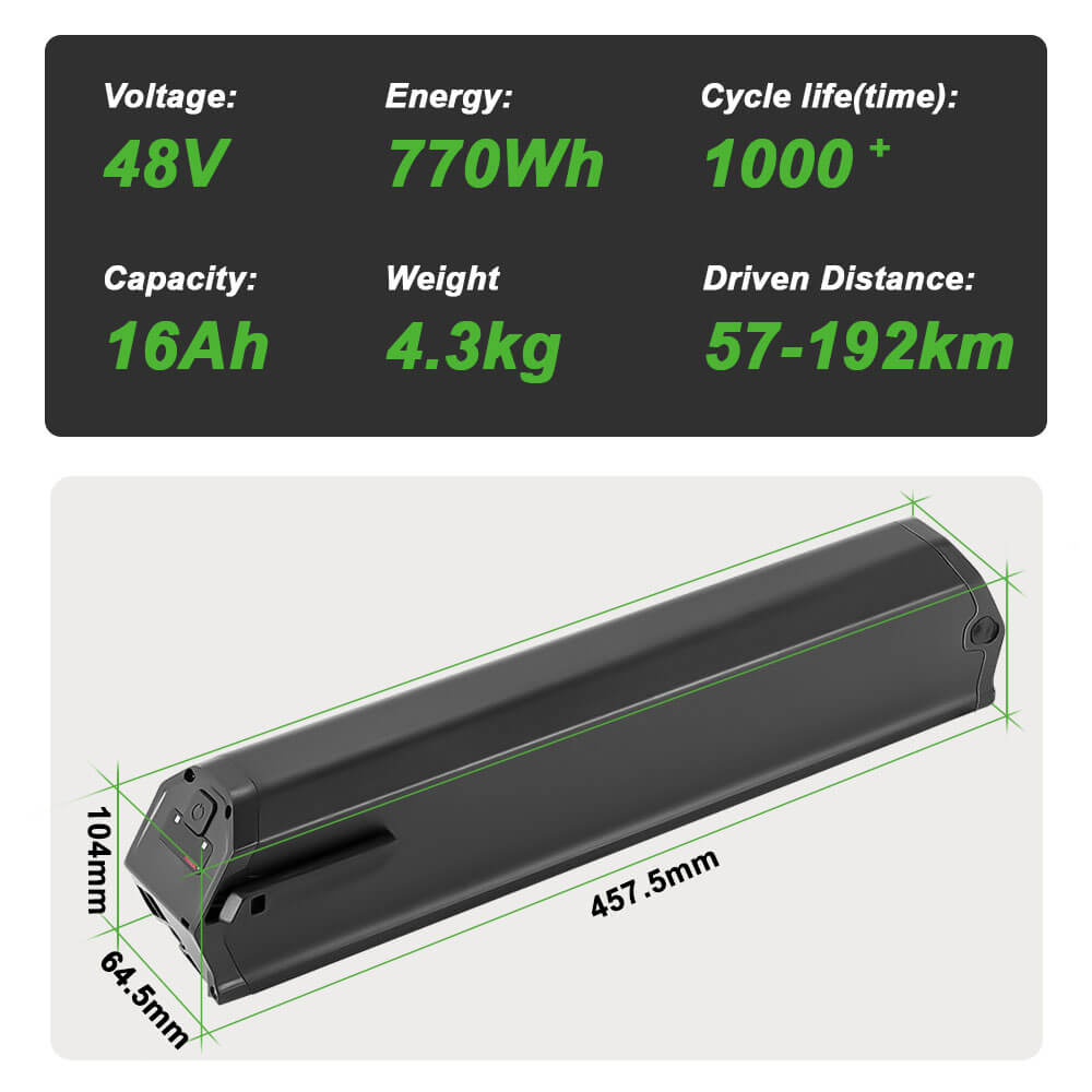 48V13Ah/16Ah Reention Dorado-Plus Li-Ionen-Akku für E-Bike NCM, LLobe, Fitifito, DeHawk