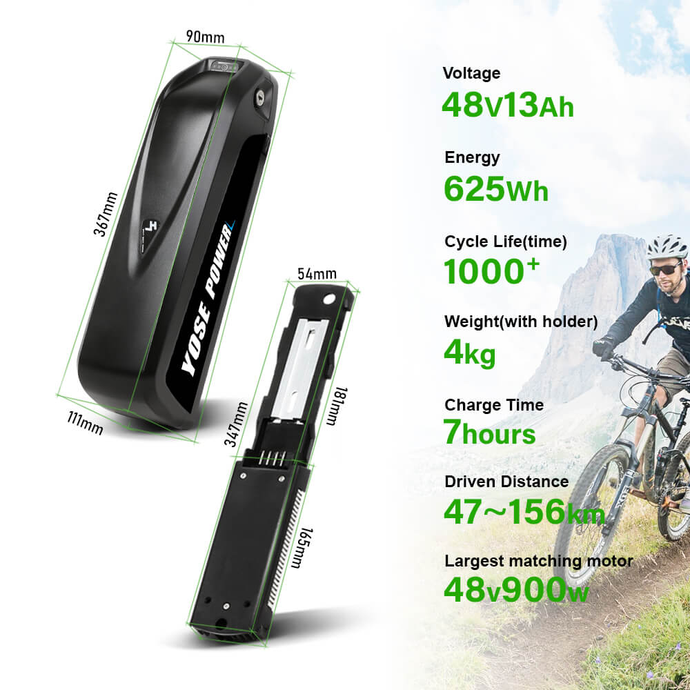 48V 13Ah Unterrohr Hailong1-2 Batterie Lithium Akku E-Bike Elektrofahrrad Flasche Neu Schwarz DIY