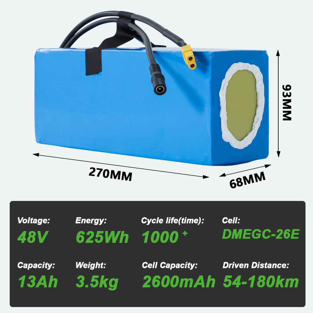 48V 13Ah(625Wh) Li-ion Battery Pack with Charger E-Bike Accu Pack