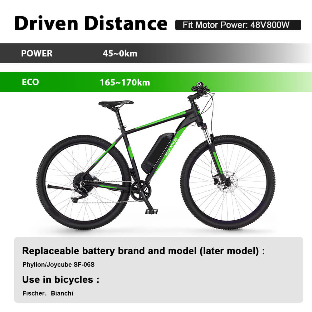 Batterie Phylion Accu SF-06S Joycube 48V 11.6Ah(558Wh)/14Ah(615Wh) JCEB480-11.6 pour vélos électriques Pedelecs Fischer