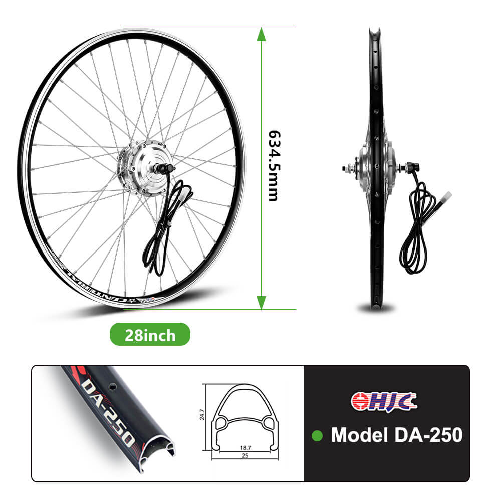 Kit di conversione E-Bike 36V 250W 28"/700C Kit motore anteriore per bicicletta E-Bike Hub Motor in argento senza batteria