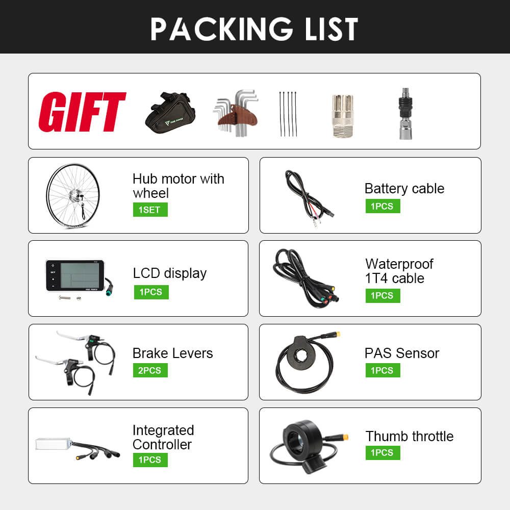 Kit de conversión de bicicleta eléctrica con motor de rueda libre trasera de 26" 36V 350W color plateado