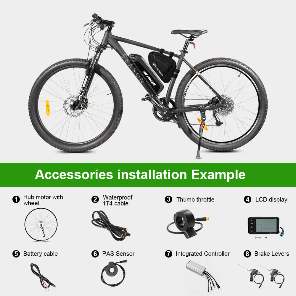 Kit de conversión de bicicleta eléctrica con motor de rueda libre trasera de 26" 36V 350W color plateado