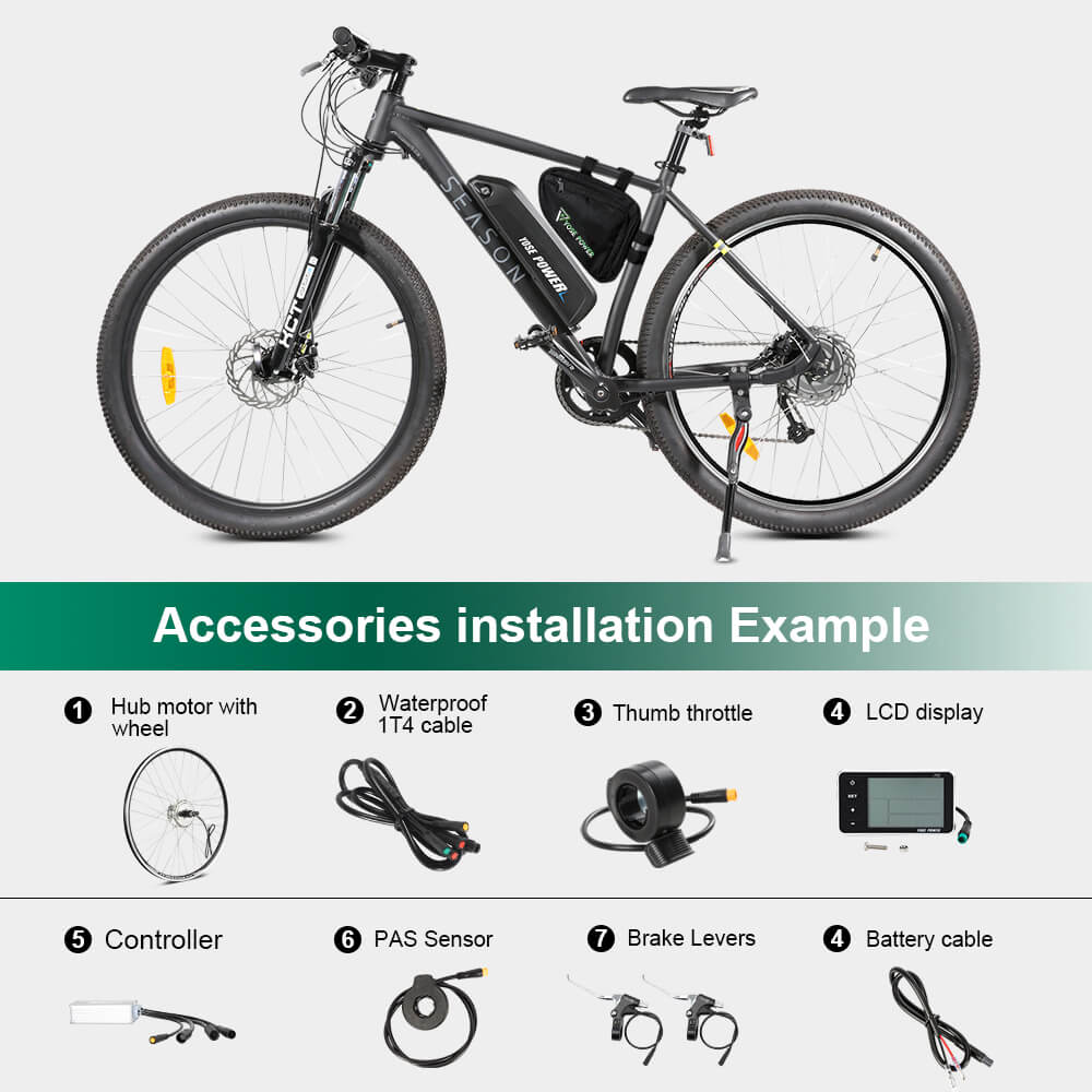 Kit de conversión de bicicleta eléctrica 36V 350W 27,5" Motor de cassette trasero Kit de conversión de motor de buje de bicicleta