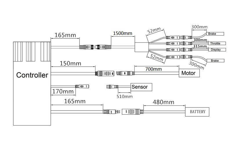 Schematic diagram of various cable lengths