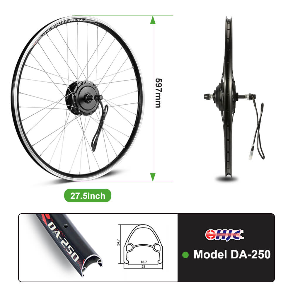Kit de conversion pour vélo électrique 36V 350W 27,5" Kit moteur arrière pour roue libre avec batterie 36V 13Ah et chargeur