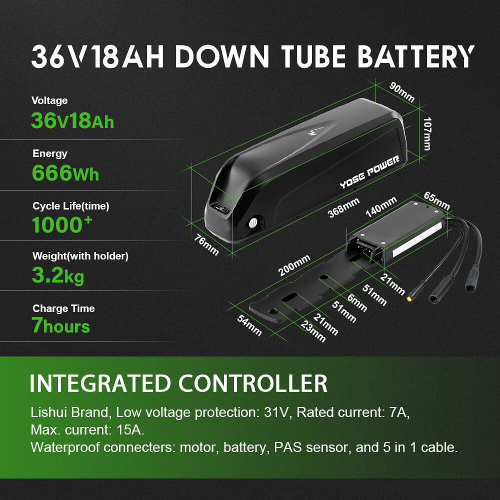 E-Bike Conversie Kit 36V 250W 28" Achter Motor Kit voor Vrijloop met 36V 18Ah Accu en Oplader