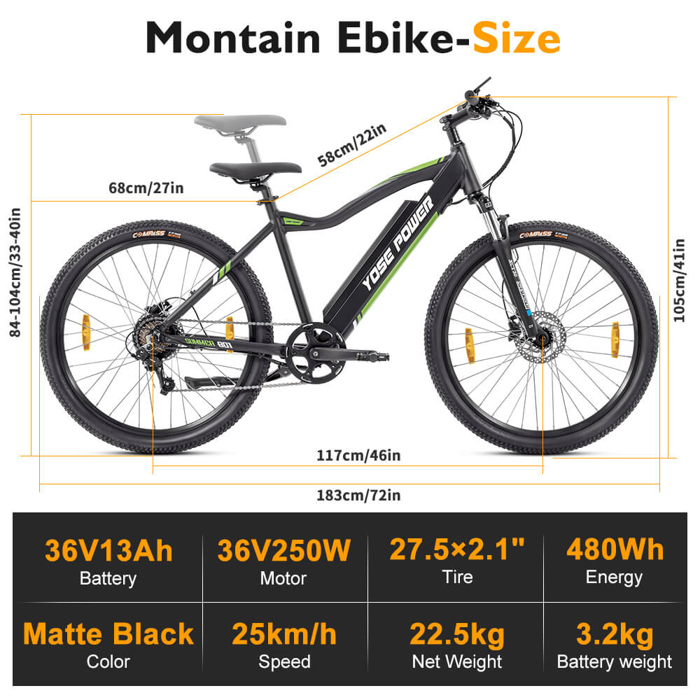 Vélo électrique Yose Power Mountain avec capteur de couple Summer B01-T GRN