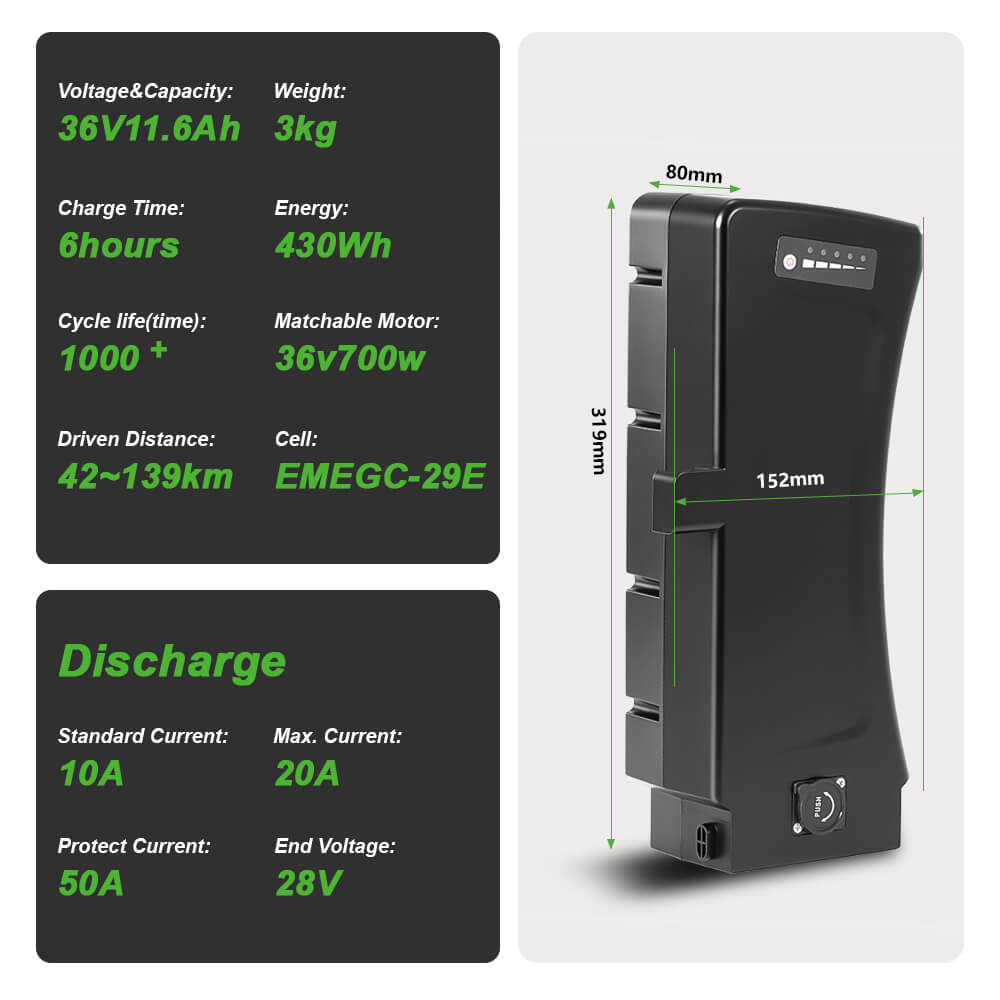 Batteria originale agli ioni di litio da 36 V 11,6Ah/13Ah/16Ah senza caricatore adatta per Prophete, Zündapp, Kreidler