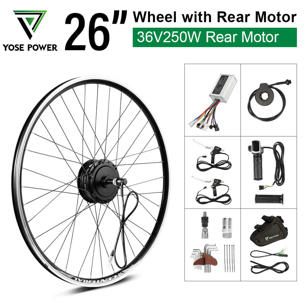 E-Bike Conversion Kit 36V 250W 26" Rear Freewheel Motor Kit Bicycle Hub Motor