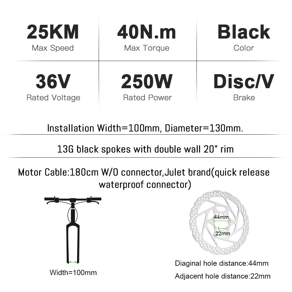 Kit de Conversion de vélo électrique 36V 250W 20 "Kit de moteur de moyeu de moteur avant bricolage écran LCD de vélo électrique