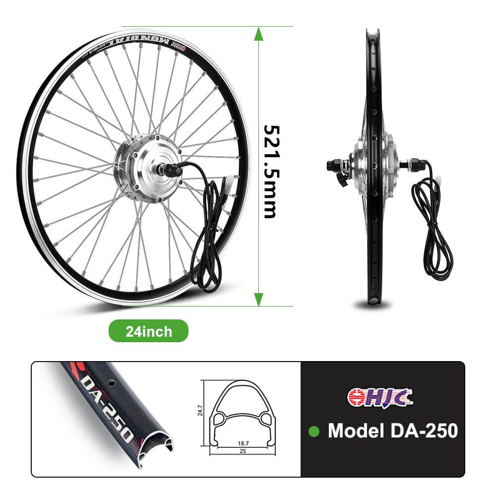 E-Bike Conversion Kit 36V 250W 24" Front Motor Hub Motor Kit Bicycle DIY