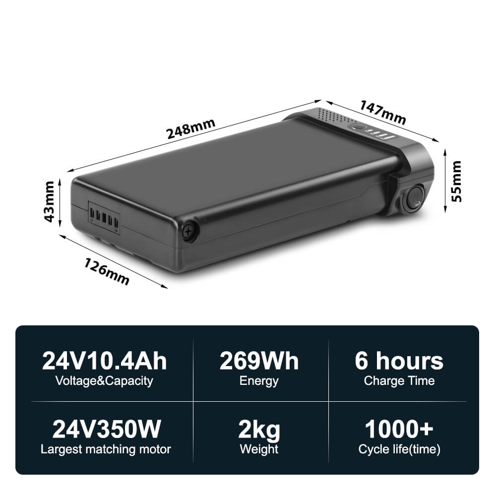 24V 10.4Ah(269Wh) E-Bike Battery Pack Fit for Prophete, Kreidler, Zündapp