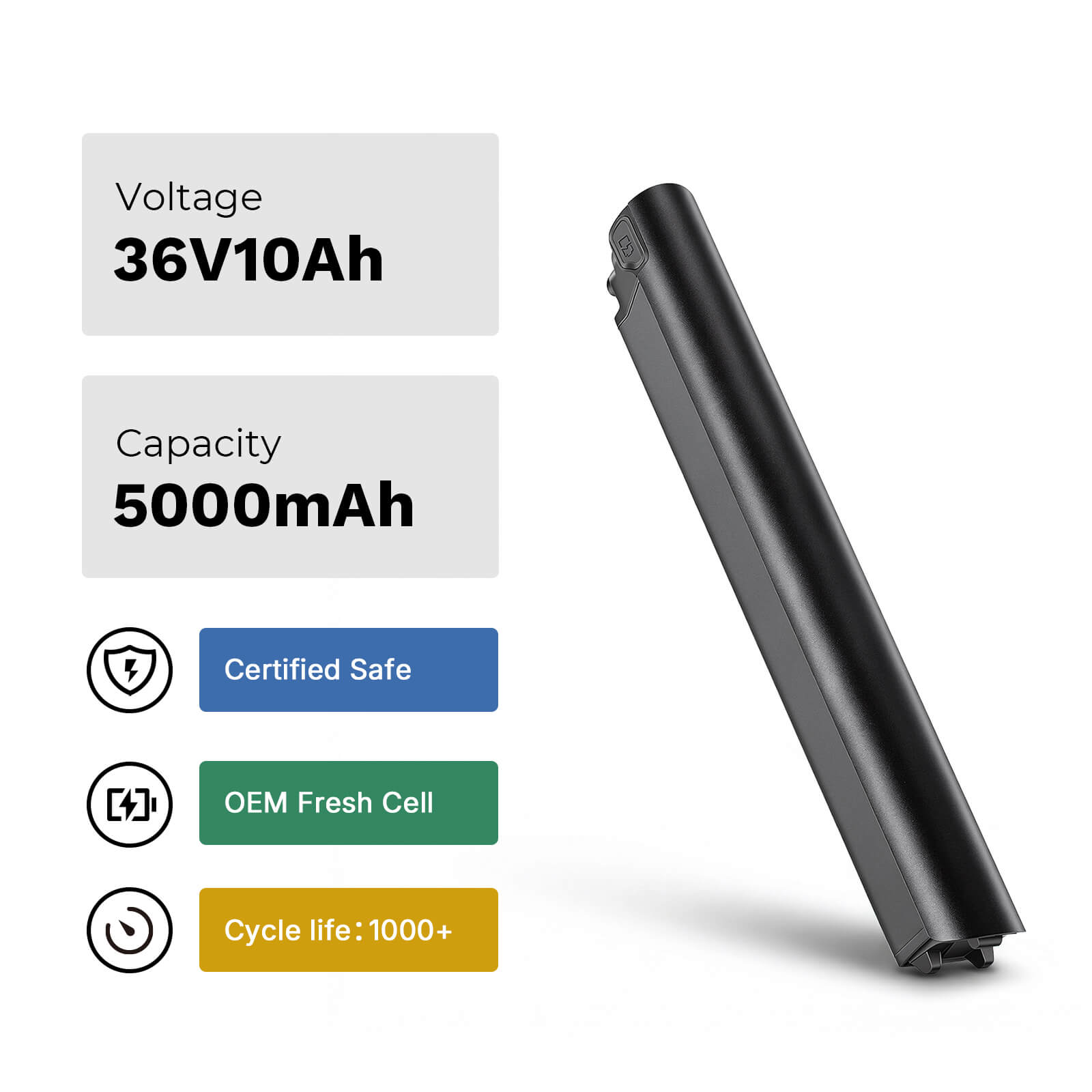 36V 10Ah(360Wh) Li-ion E-Bike Battery without Charger fit for Tenways CGO600 PRO(Classic Edition), CGO600 Plus(New Edition)