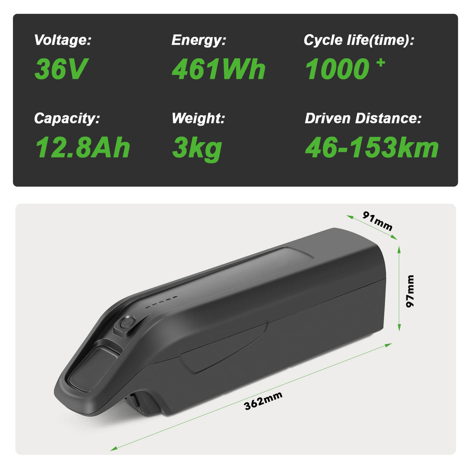 Batteria sostitutiva agli ioni di litio da 36 V 12,8 Ah Akku Maratron CAN-Bus per tubo obliquo Prophete e-Bikes ZZ131