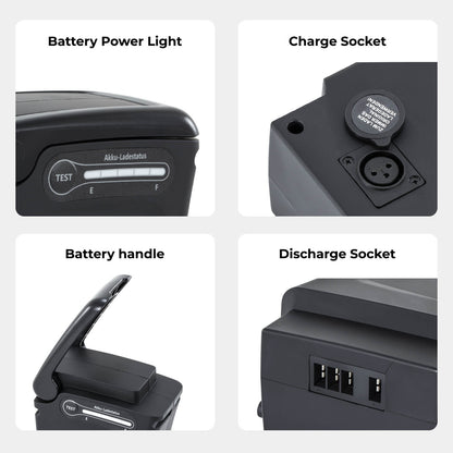 36V 12.8Ah Li-ion Battery Replacement Accu ZZ370 without Charger for E-Bikes with SideClick Akku from Prophete, Kreidler, Zündapp