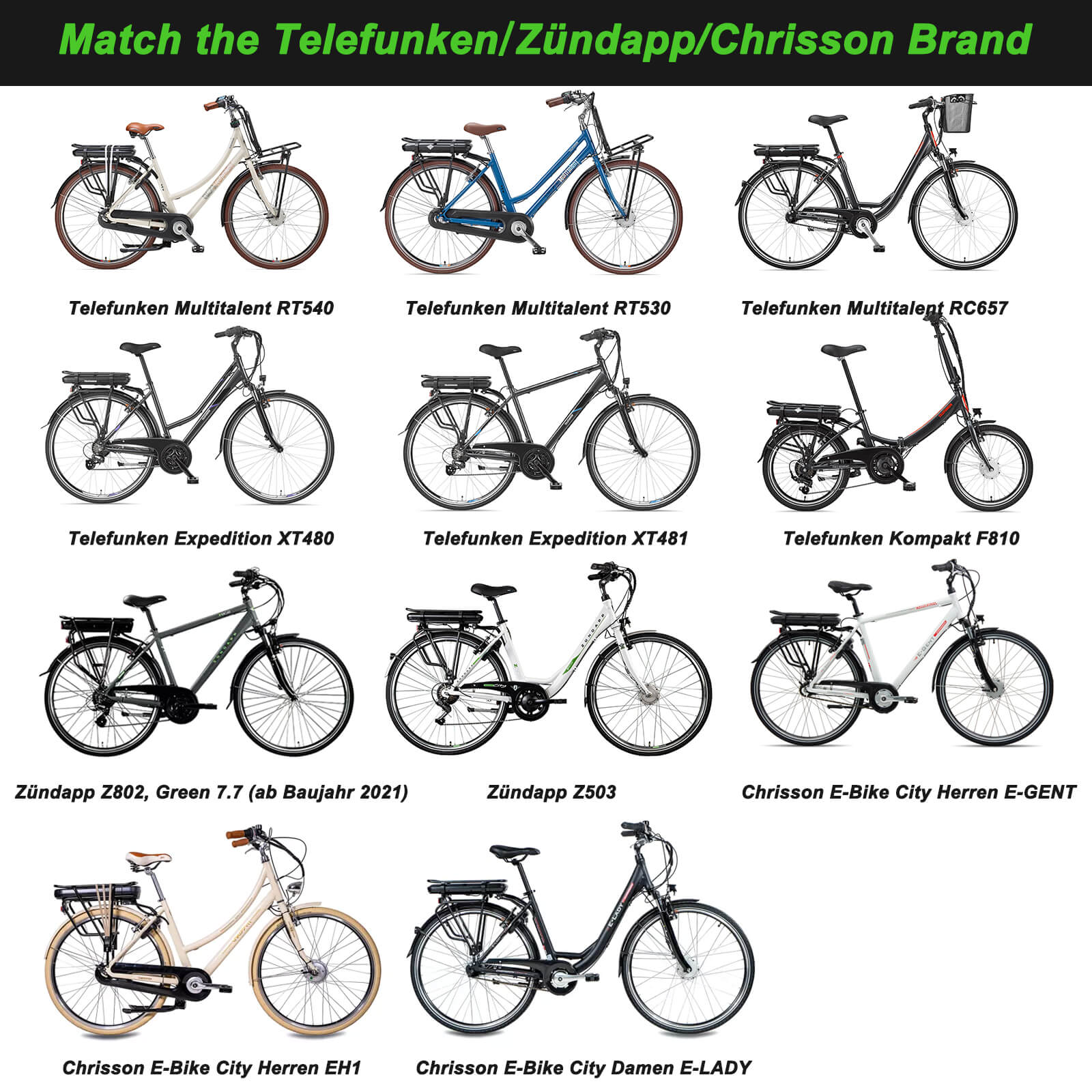 36V 14Ah Li-ion E-Bike Akku LG Cells YJ145 für E-Bikes von Telefunken, Zündapp, Chrisson etc. ohne Ladegerät