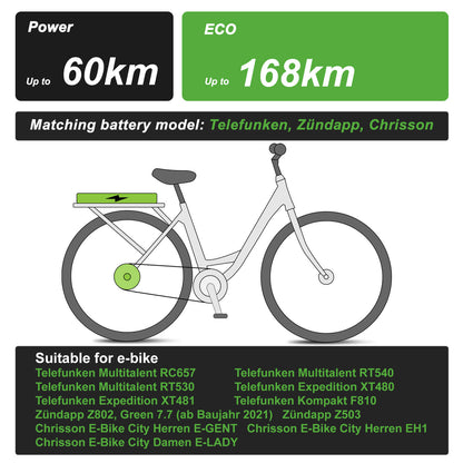 36V 14Ah Li-ion E-Bike Akku LG Cells YJ145 für E-Bikes von Telefunken, Zündapp, Chrisson etc. ohne Ladegerät