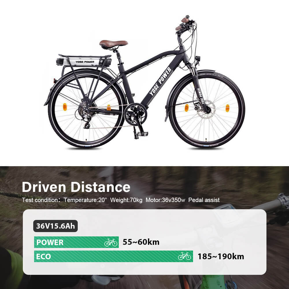 36V 13Ah/14,5Ah/15,6Ah/17,4Ah, 48V 10,4Ah E-Bike batería de iones de litio luz trasera con/sin soporte trasero para bicicleta de 26 "-28" con freno en V y freno de disco