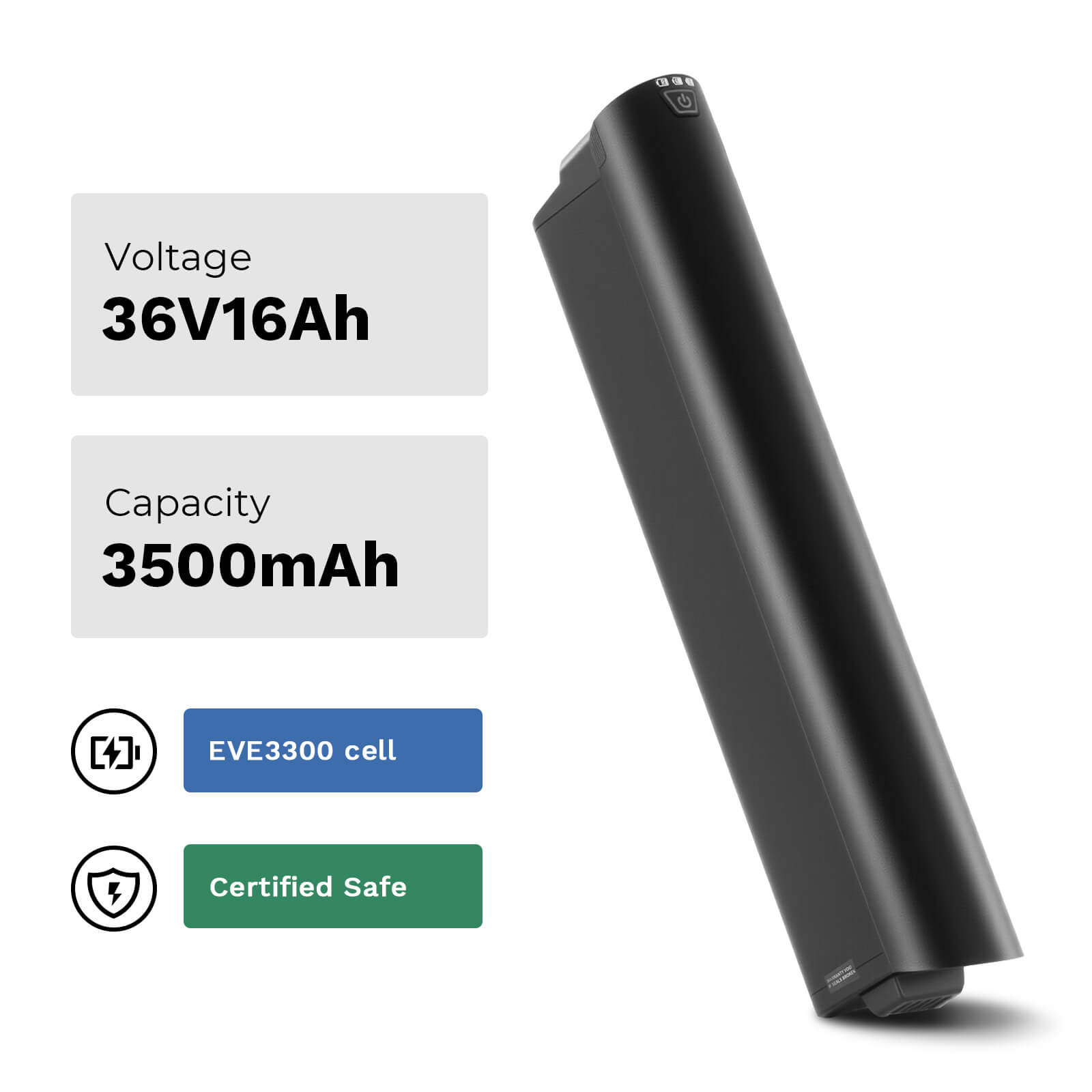 36V 16Ah(576Wh) Li-ion E-Bike Accu Intube Battery for HillMiles Bike Battery, Jasion EB5 Roamer/Touroll J1 ST Trekk/Samebike RS-A01 Pro-T Urban