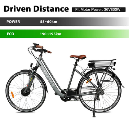 Batería de iones de litio para bicicleta eléctrica 36V13Ah/14.5Ah/15,6Ah/16Ah/17,4Ah con/sin soporte trasero negro para bicicletas de 26"-28" con freno en V y freno de disco para Prophete, Aldi, Alurex, ElFei