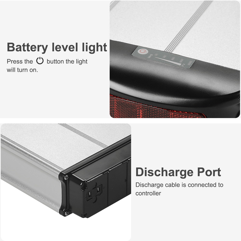 36V 13Ah/14.5Ah/15.6Ah/16Ah/17.4Ah E-Bike Lithium-ion Battery with/without Black Rear Carrier Fit for 26"-28" Bike with V-Brake and Disc Brake for Prophete, Aldi, Alurex, ElFei