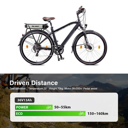 Batería de iones de litio para bicicleta eléctrica 36V13Ah/14.5Ah/15,6Ah/16Ah/17,4Ah con/sin soporte trasero negro para bicicletas de 26"-28" con freno en V y freno de disco para Prophete, Aldi, Alurex, ElFei