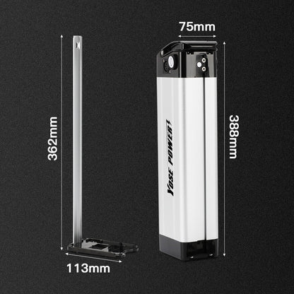 Second-Hand! 36V 10.4Ah E-Bike Seat Tube Battery without Charger SilverFish for MiFa, Rex, Prophete, Aldi, Avocet, Viking, Byocycles, Phylion/XH370-10J, Zhenlong/ZL1010-F