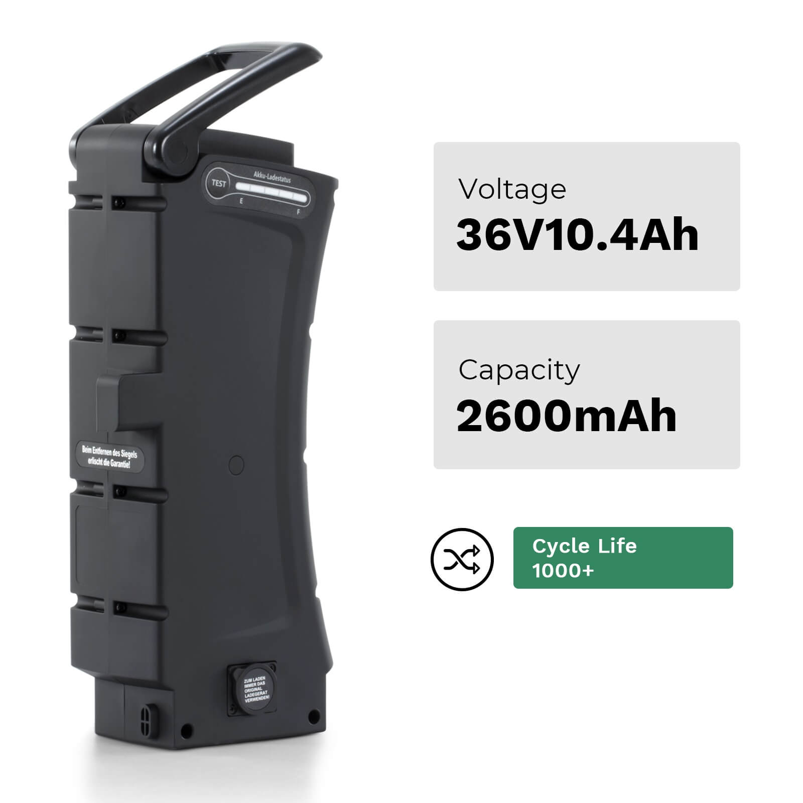 Batteria di ricambio agli ioni di litio da 36V 10.4Ah/12.8Ah Accu ZZ370 senza caricabatterie per bici elettriche con SideClick Akku di Prophete, Kreidler, Zündapp