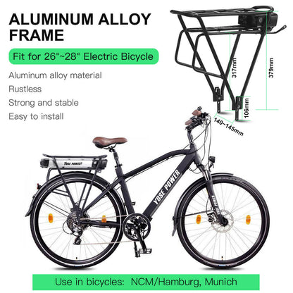 ULTIMA SCORTA! Fanale posteriore per batteria agli ioni di litio per bici elettrica da 48V 10,4Ah(500Wh) con portapacchi posteriore per bici da 26"-28" con freno a V e freno a disco