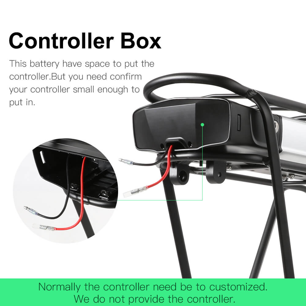 ULTIMA SCORTA! Fanale posteriore per batteria agli ioni di litio per bici elettrica da 48V 10,4Ah(500Wh) con portapacchi posteriore per bici da 26"-28" con freno a V e freno a disco