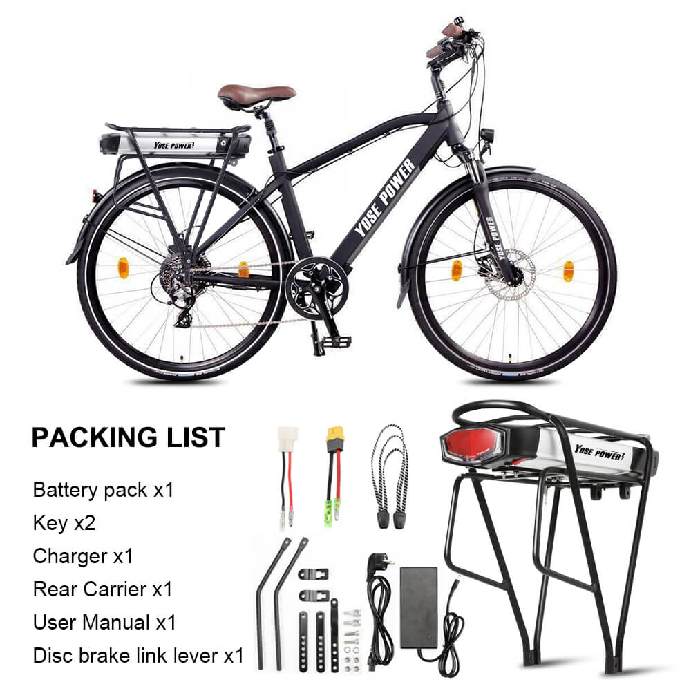 ULTIMA SCORTA! Fanale posteriore per batteria agli ioni di litio per bici elettrica da 48V 10,4Ah(500Wh) con portapacchi posteriore per bici da 26"-28" con freno a V e freno a disco