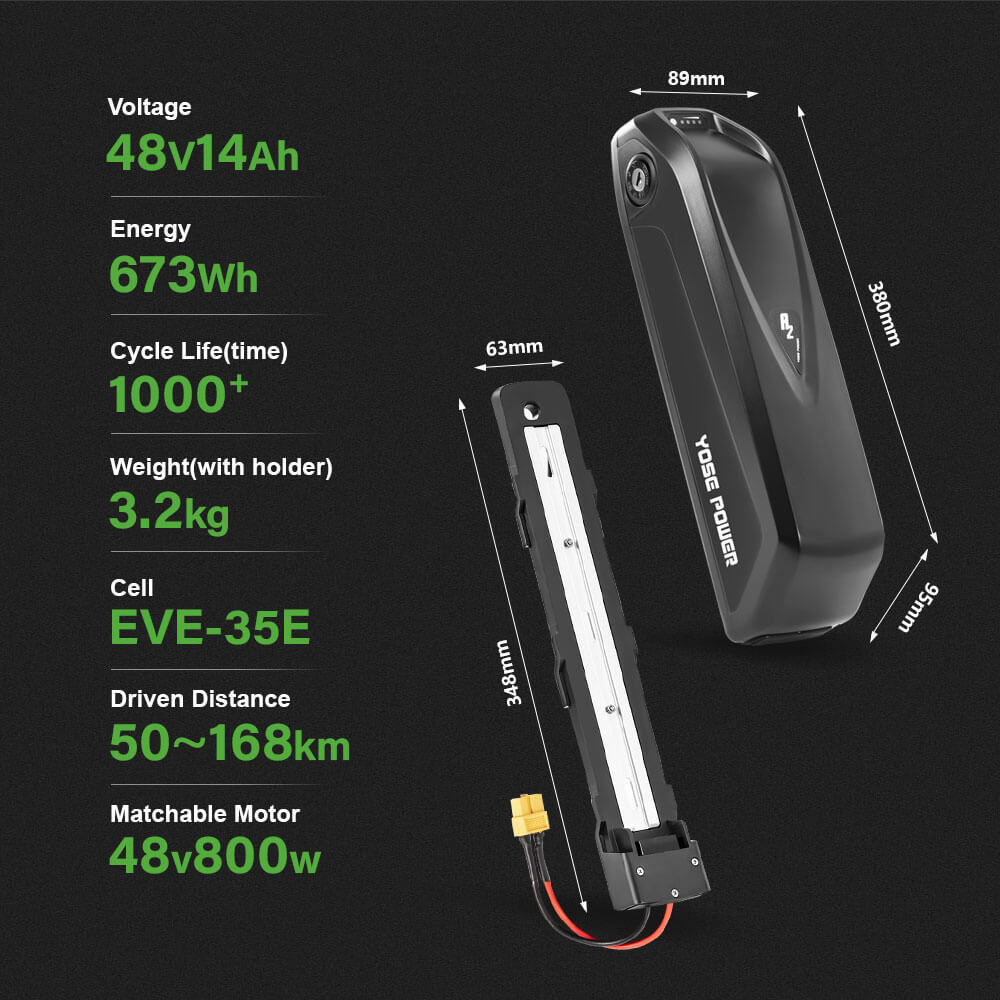 Baterías de iones de litio para bicicletas eléctricas de 48 V y 14 Ah sin cargador Reemplazo de batería para modelos RAD POWER