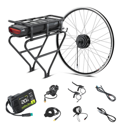 Kit de conversion pour vélo électrique 36 V 250 W 28" (700 C) Kit moteur avant R1 avec batterie arrière 36 V 13 Ah et écran couleur Convient pour vélo avec frein V-Brake et frein à disque