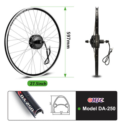 E-Bike Conversion Kit 36V 250W 27.5" Rear Motor Kit for Cassette with 36V 13Ah Battery and Charger