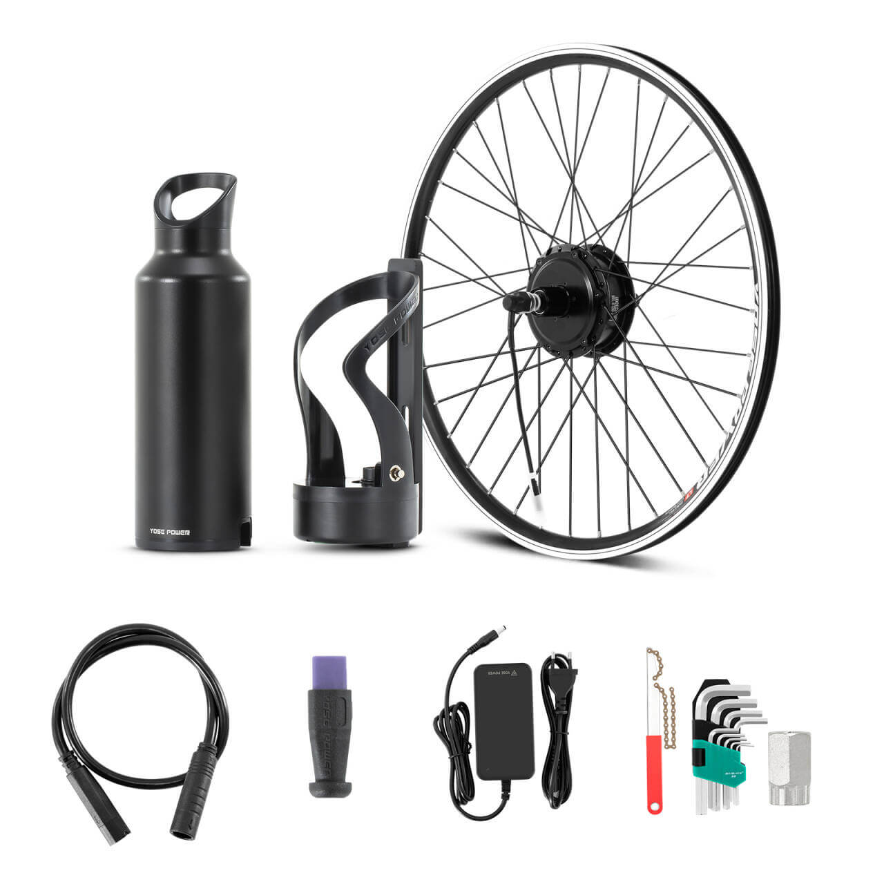 E-Bike Conversion Kit 36V 250W 28" Rear Cassette Motor Kit with 36V 7Ah Bottle Battery Samung Cell and Integrated Torque PAS Sensor Model A3