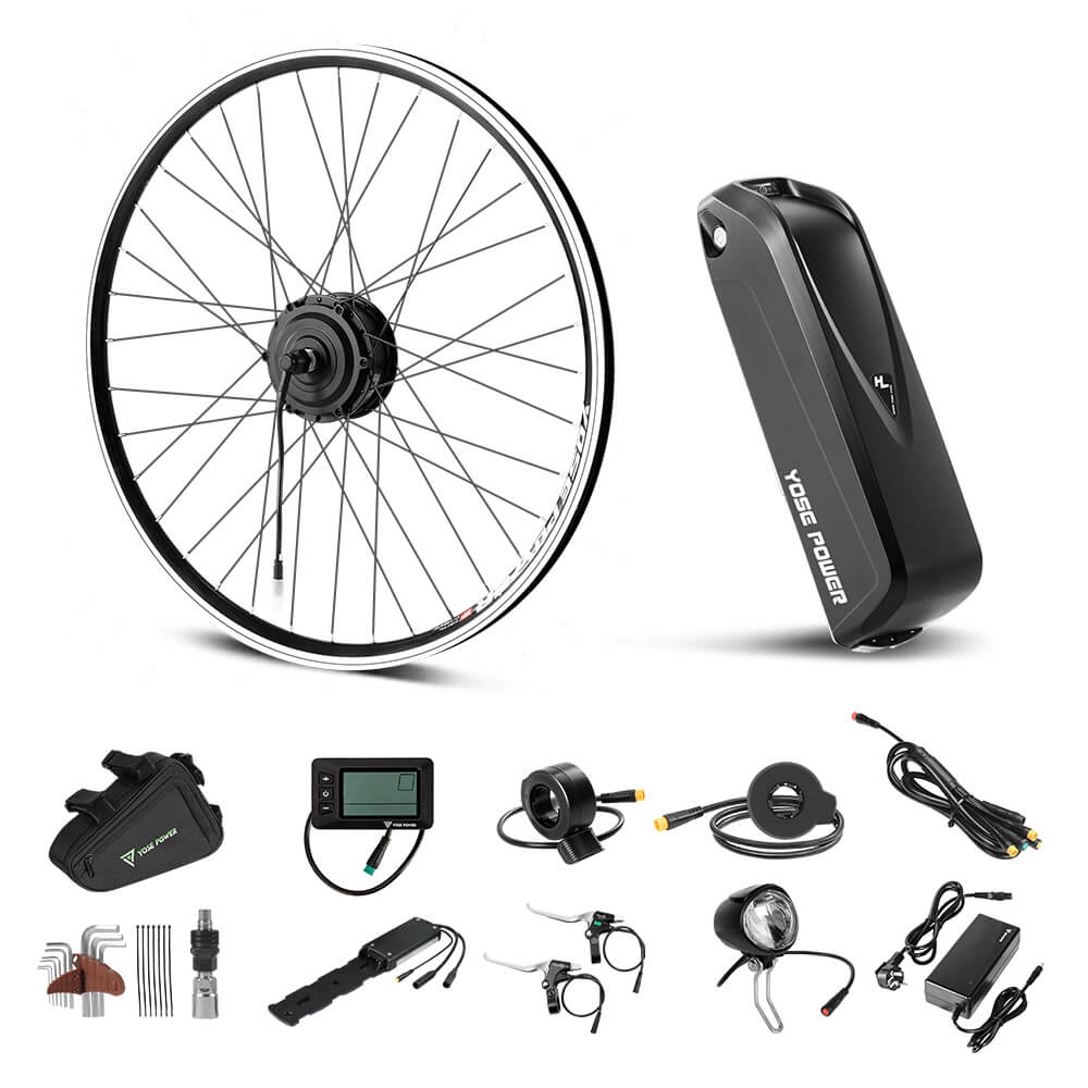 Kit de conversión de bicicleta eléctrica con motor delantero de 36 V y 250 W de 26"/28" (700 C) y batería HL1 de 36 V y 18 Ah Kit de conversión de motor de cubo DIY