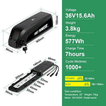 E-Bike Umbausatz 36V 250W 28"(700C) Frontmotor Kit mit HL1 36V 15,6Ah Akku Nabenmotor DIY Elektrofahrrad Conversion Kit