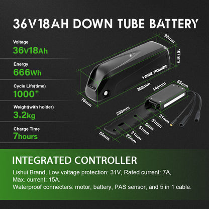 E-Bike Conversion Kit 36V 250W 26" Front Motor Kit with HL1 36V 18Ah Battery Hub Motor DIY