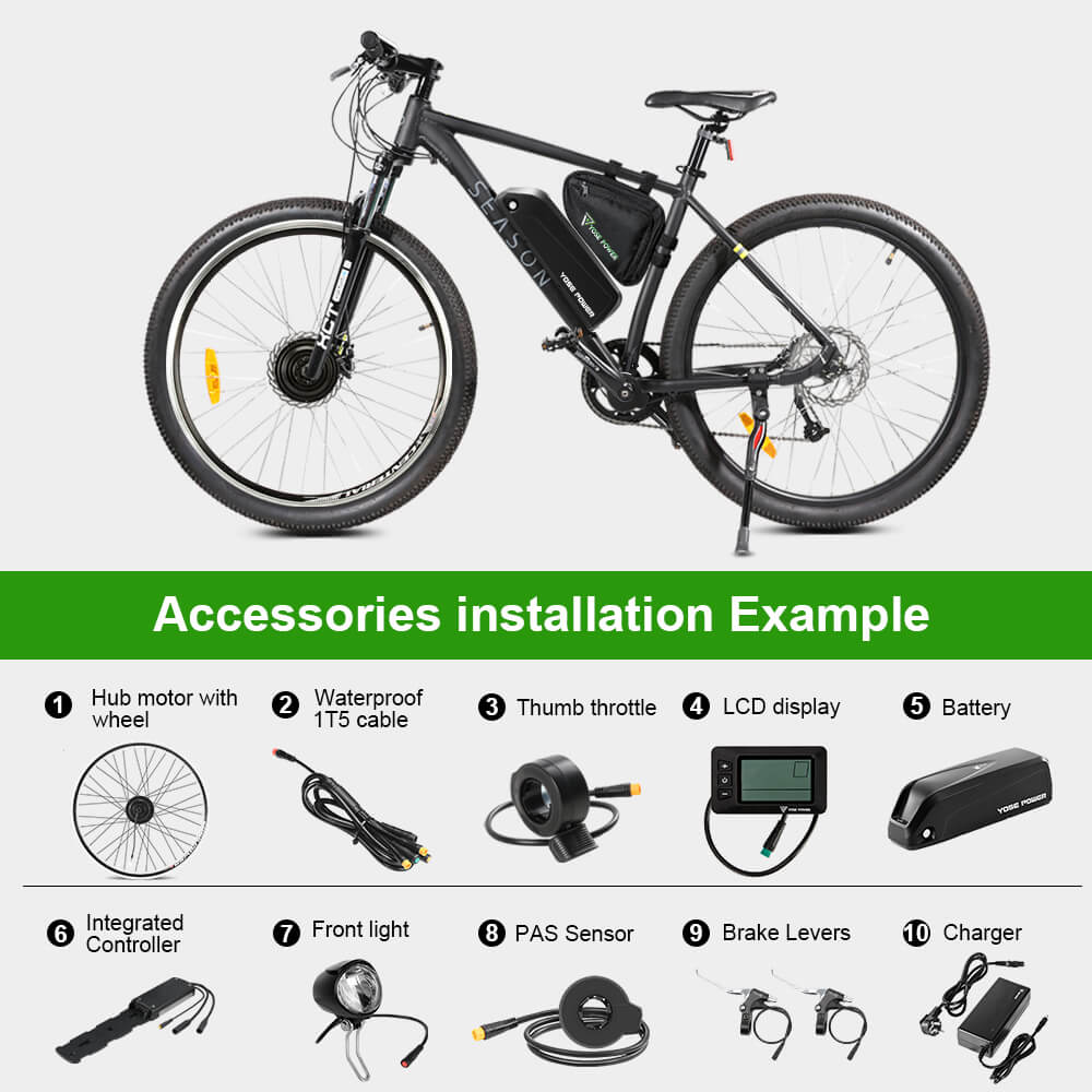 E-Bike Conversion Kit 36V 250W 26" Front Motor Kit with HL1 36V 18Ah Battery Hub Motor DIY