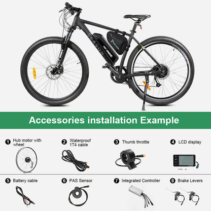 E-Bike Conversion Kit 36V 350W 26" Rear Cassette Motor Bicycle Hub Motor Conversion Kit