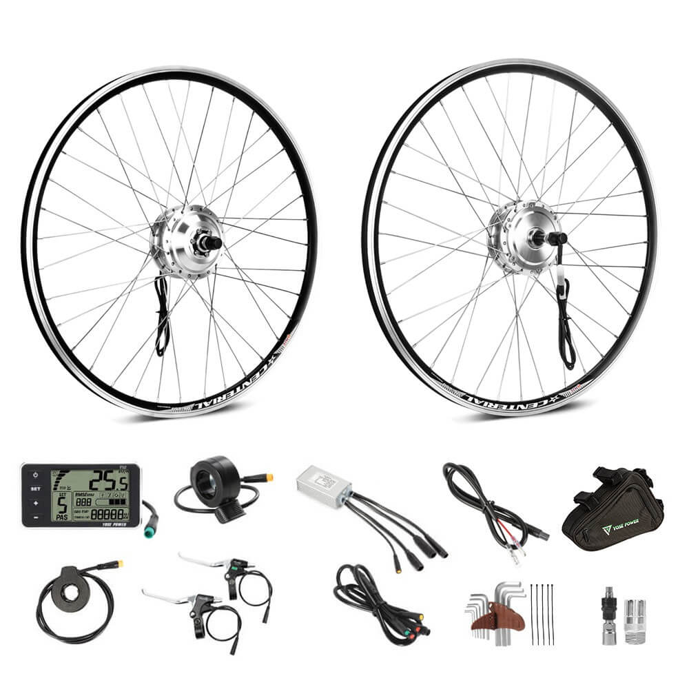 E-Bike Conversion Kit 36V 350W 26" Rear Freewheel Motor Bicycle Hub Motor Kit in Silver