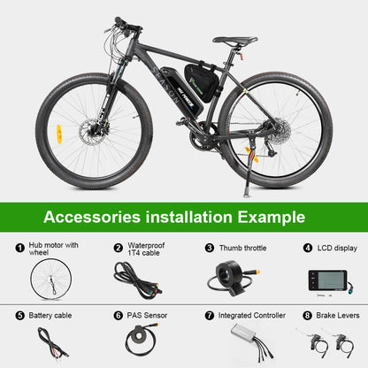 E-Bike Conversion Kit 36V 350W 26" Rear Freewheel Motor Bicycle Hub Motor Kit in Silver