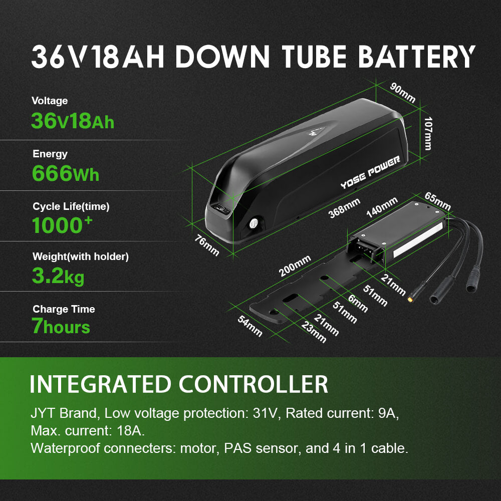 E-Bike Conversion Kit 36V 350W 26" Rear Motor Kit for Cassette with 36V 18Ah Battery and Charger